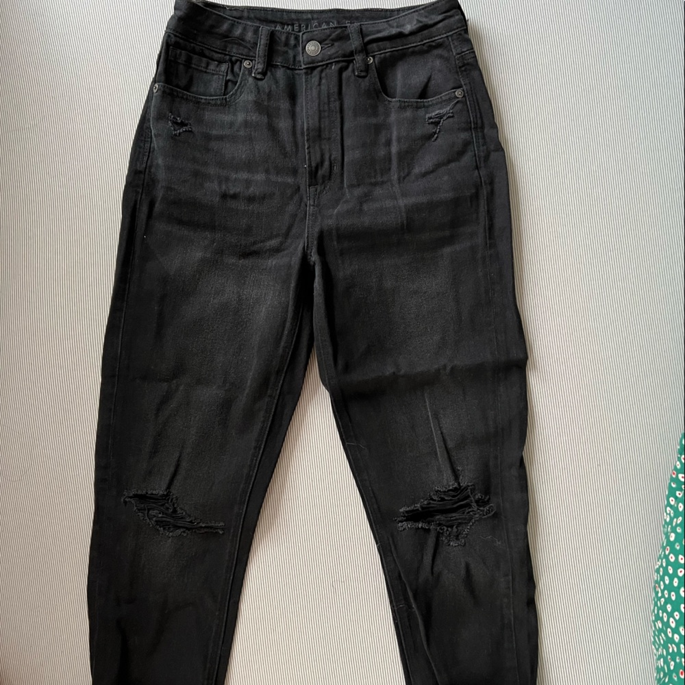 Black Ripped Mom Jeans